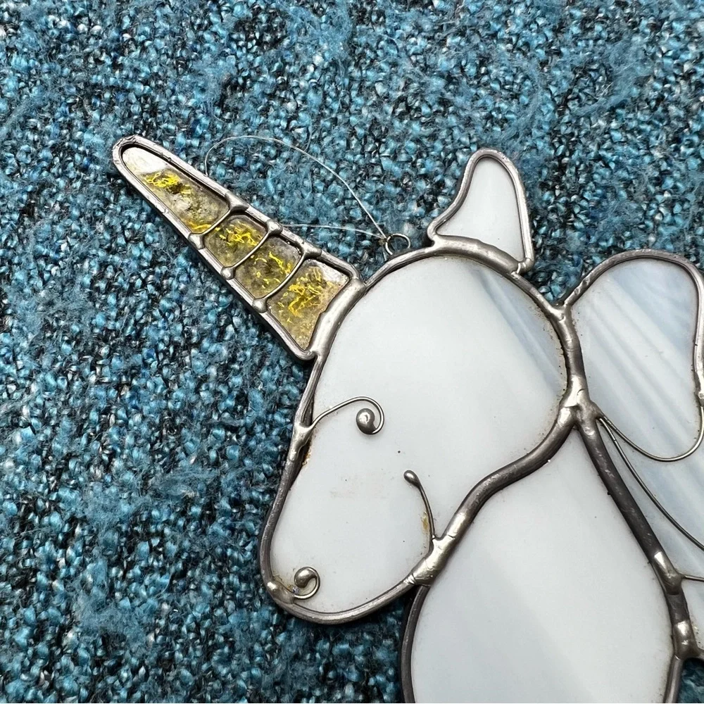 Stained Glass Unicorn Head Hanging Ornament Sun Catcher 7